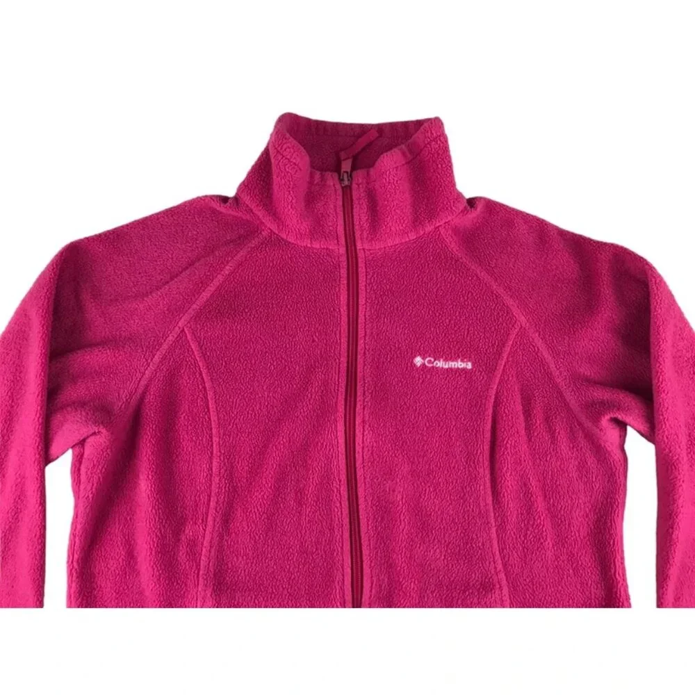 Columbia Womens‎ Fuchsia Long Sleeves Pocket Full Zip Fleece Jacket Size Medium